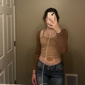 Brown long sleeve crop top
